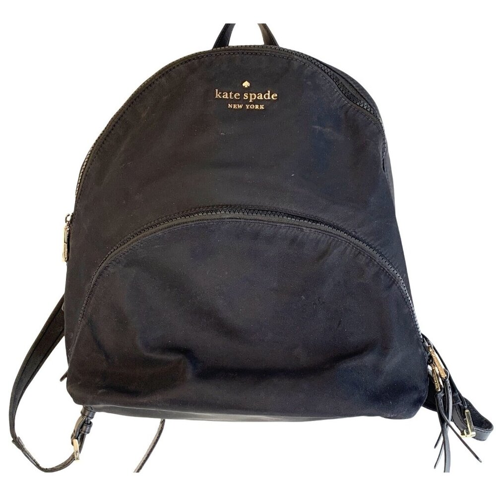 Kate Spade New York Black Nylon Backpack Adjustable Straps GUC Large
